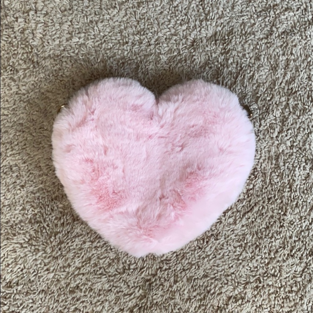 Faux Fur Pink Heart bag